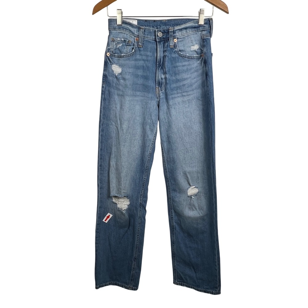 Gap Loose High Rise Distressed Straight Leg Jeans Light Indigo 26‎ 2R 703487-00